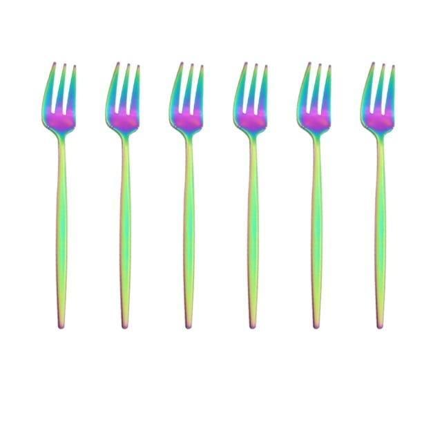 6er Set Gold Gabel Set Tee Kuchen Snack Gabel Geschirr Geschirr Sets