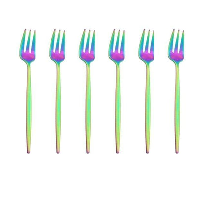 6er Set Gold Gabel Set Tee Kuchen Snack Gabel Geschirr Geschirr Sets