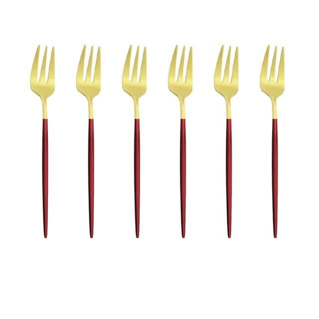 6er Set Gold Gabel Set Tee Kuchen Snack Gabel Geschirr Geschirr Sets