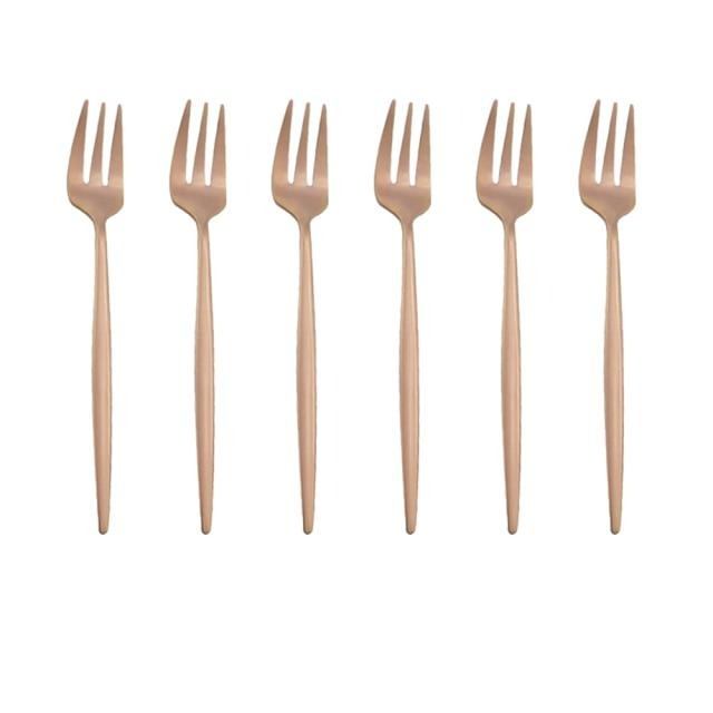 6er Set Gold Gabel Set Tee Kuchen Snack Gabel Geschirr Geschirr Sets