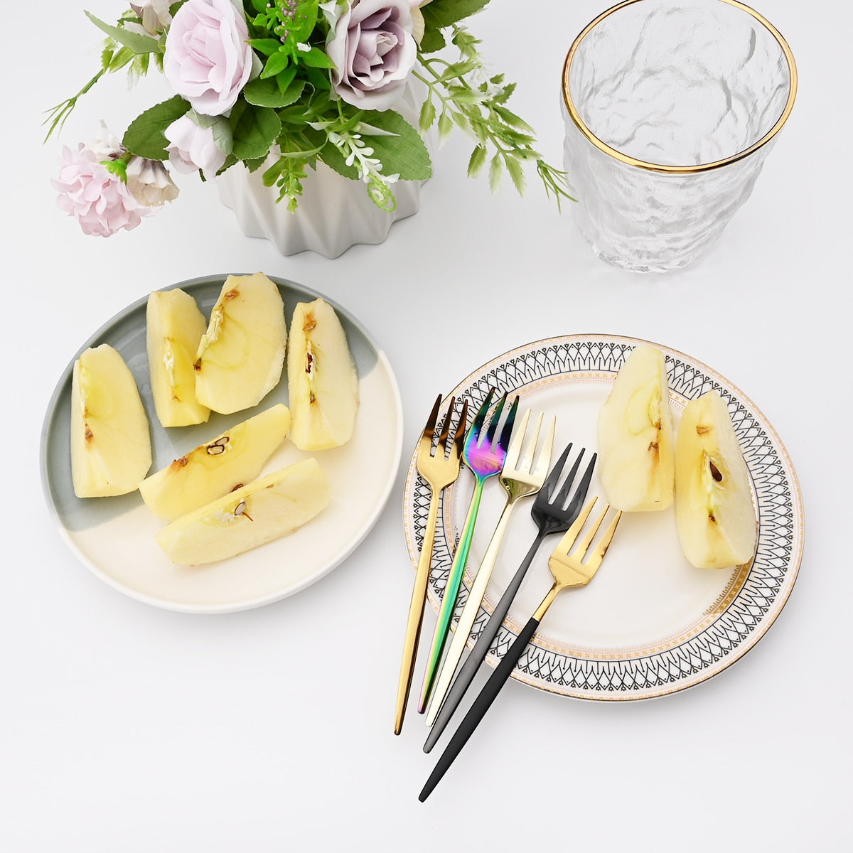 6er Set Gold Gabel Set Tee Kuchen Snack Gabel Geschirr Geschirr Sets