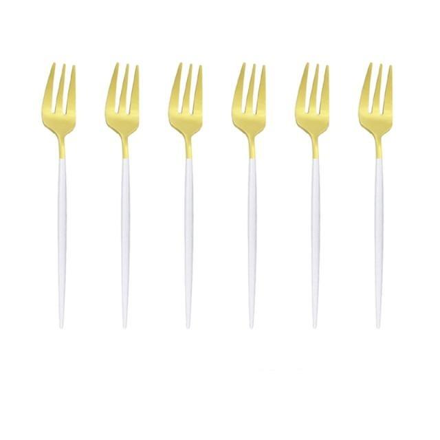 6er Set Gold Gabel Set Tee Kuchen Snack Gabel Geschirr Geschirr Sets