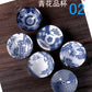 6 Stück/Los Vintage Wein Tee Tassen Set 80 ml Blau und Weiß Retro Teegeschirr Trinkgeschirr Chinesisches Teegeschirr Geschenk