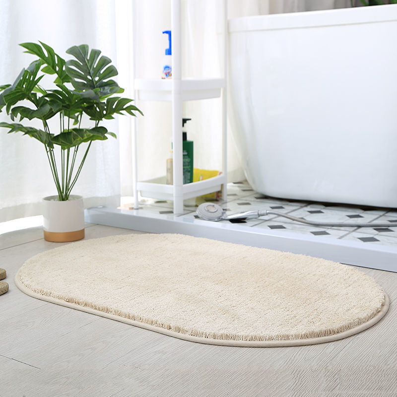 Feblilac Halbrund Solid Gold Gepolsterte Badematte, Mehrere Größen Weiches Plüsch Wasser-Absorbierend, Rutschfeste Toilettamatte, Weicher Dicke Badezimmerteppich, Reine Badezimmermatten, Einfache Beste Baderugs, Heiße Duschmatte Rutschfest, Toilettenmatte