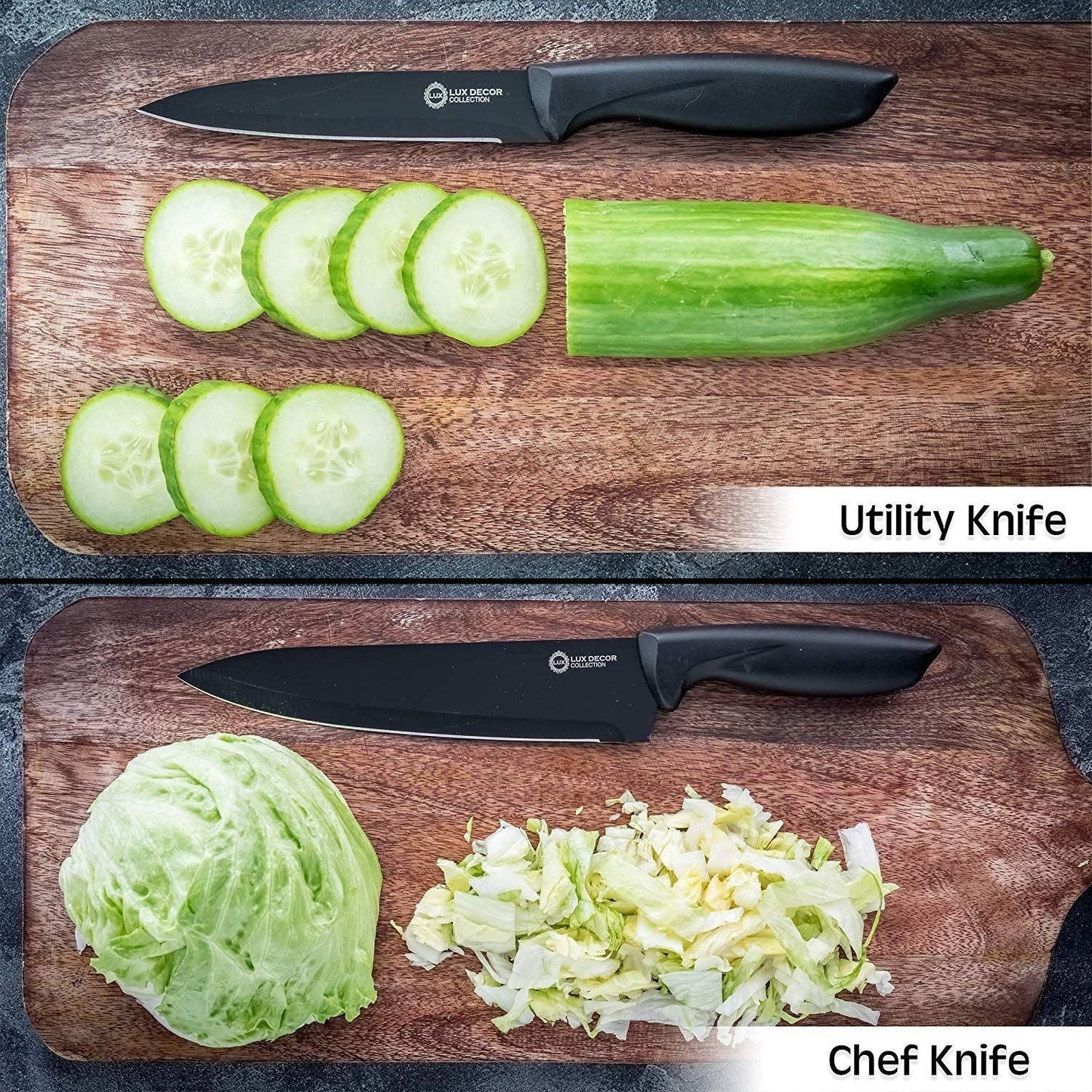Frendorf | 7-teilige Set: Kochmesser, Brot, Tranchiermesser, Allzweckmesser, Schälmesser, Käse, Pizza