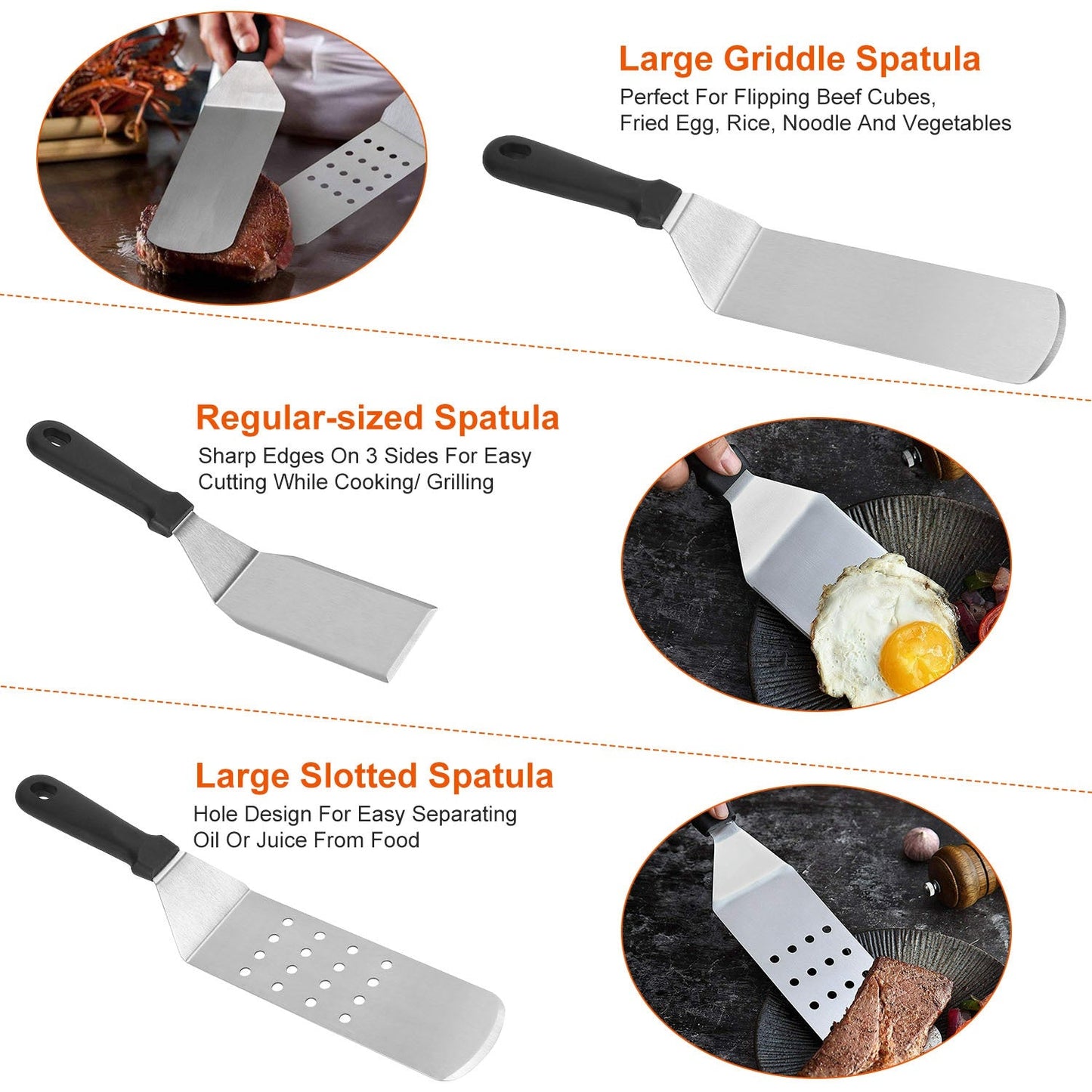 Frendorf | 7-teilige Set: Edelstahl BBQ Grill utensilien Werkzeuge