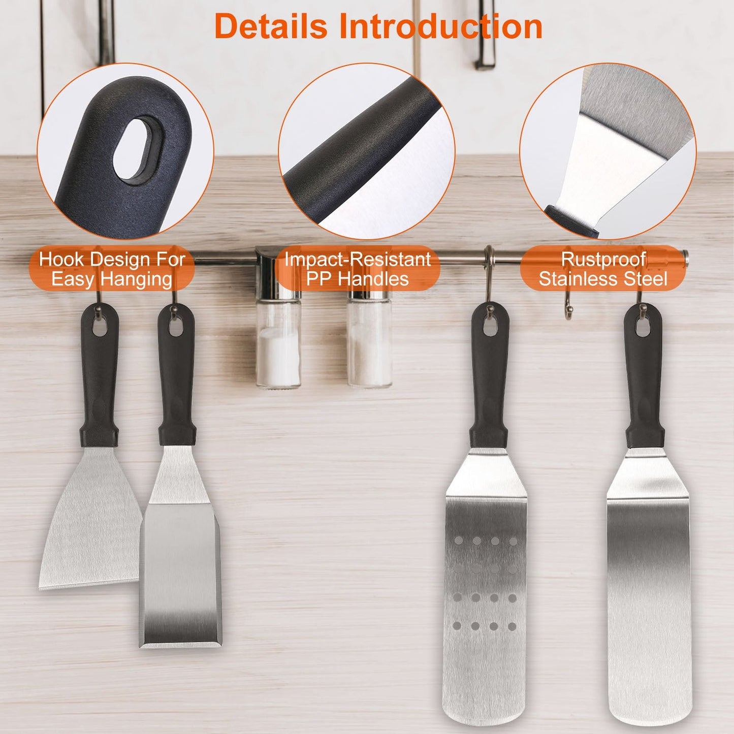 Frendorf | 7-teilige Set: Edelstahl BBQ Grill utensilien Werkzeuge