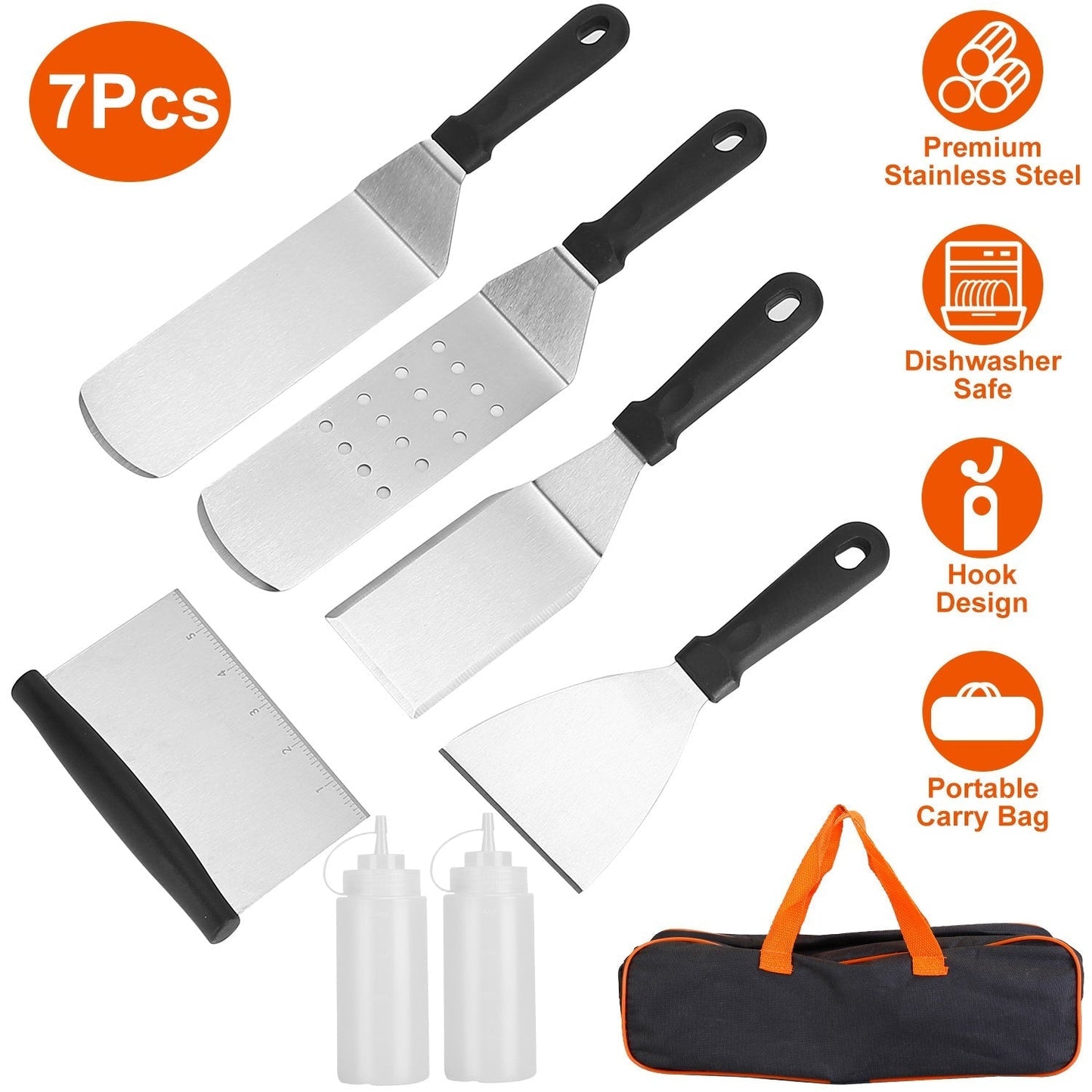 Frendorf | 7-teilige Set: Edelstahl BBQ Grill utensilien Werkzeuge