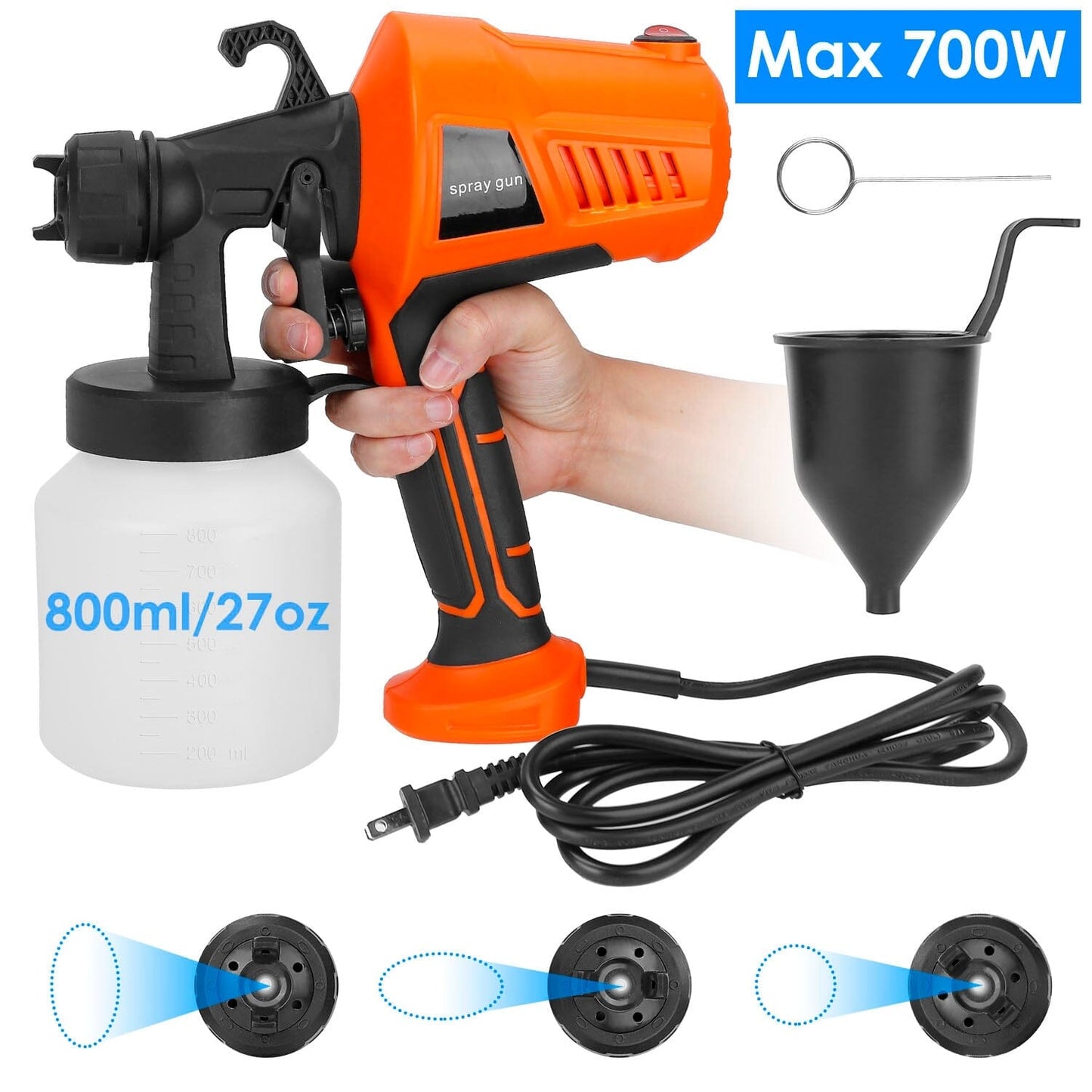 Frendorf | 700W Elektrische Farbsprühgerät Handheld mit 3 Sprühmuster 800ml