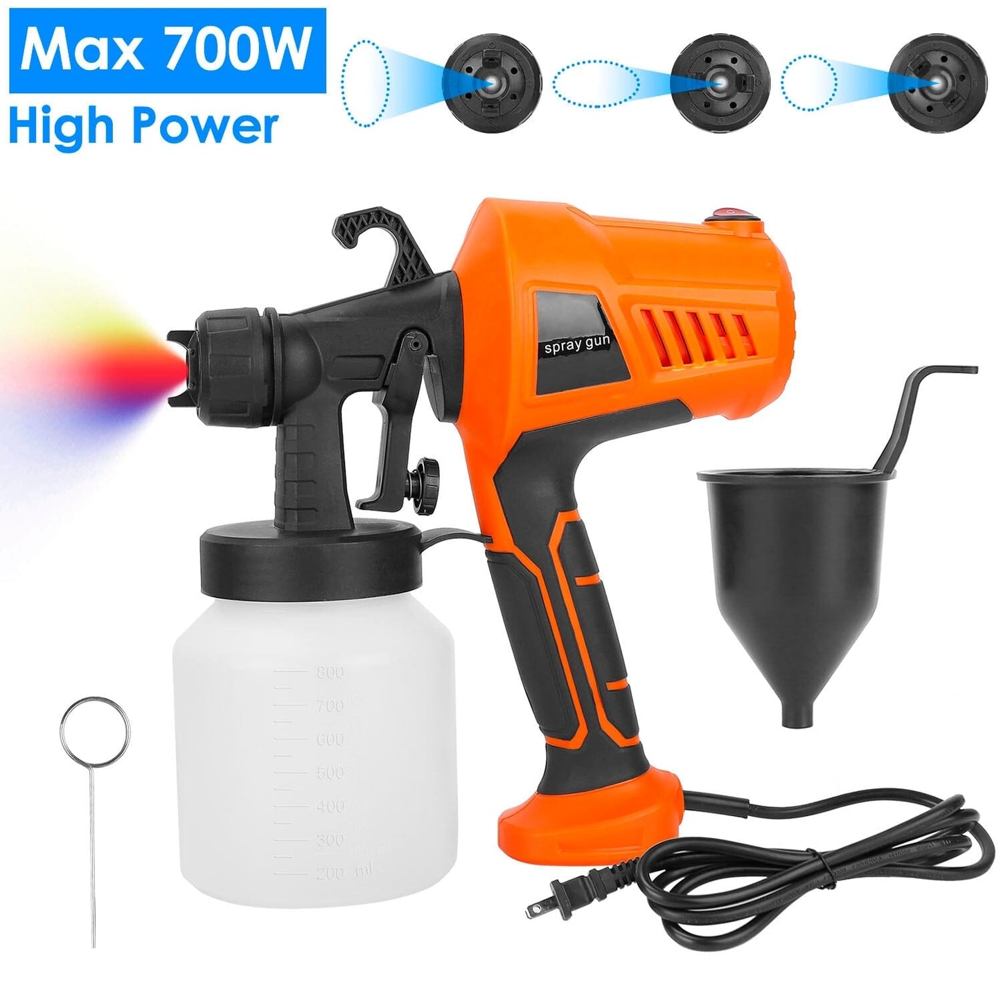Frendorf | 700W Elektrische Farbsprühgerät Handheld mit 3 Sprühmuster 800ml