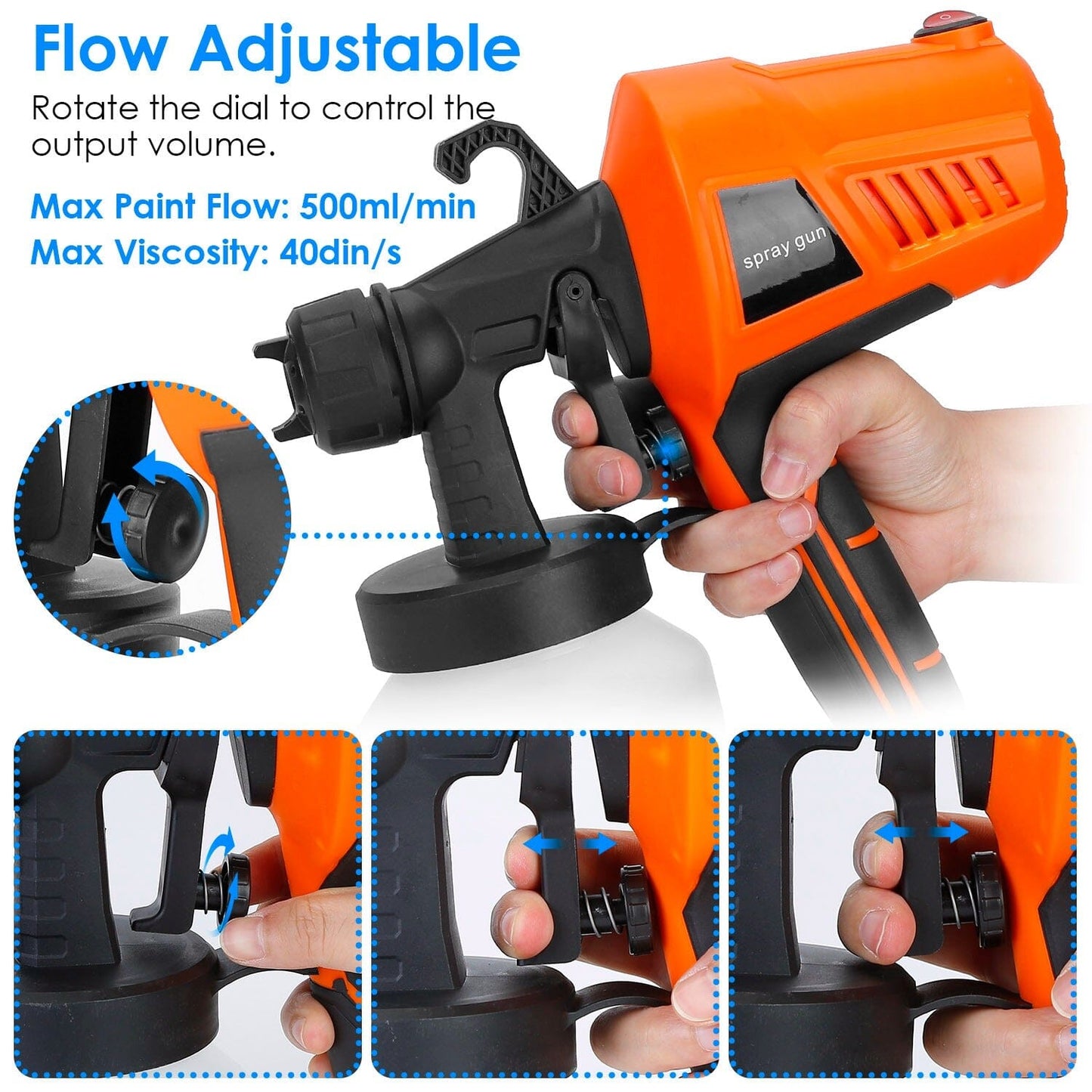 Frendorf | 700W Elektrische Farbsprühgerät Handheld mit 3 Sprühmuster 800ml