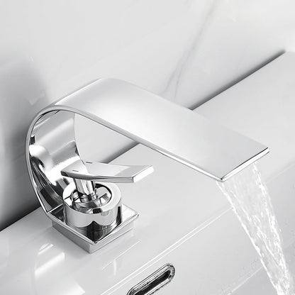 Frendorf | Badarmatur Messing Wasserfallauslauf Hebelgriff Waschbeckenarmatur