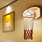 Frendorf | Cartoon Korb Rahmen Form Wand Licht Seil 1 Kopf Schlafzimmer Wandleuchte in Rot mit Basketball Opalglas Schirm