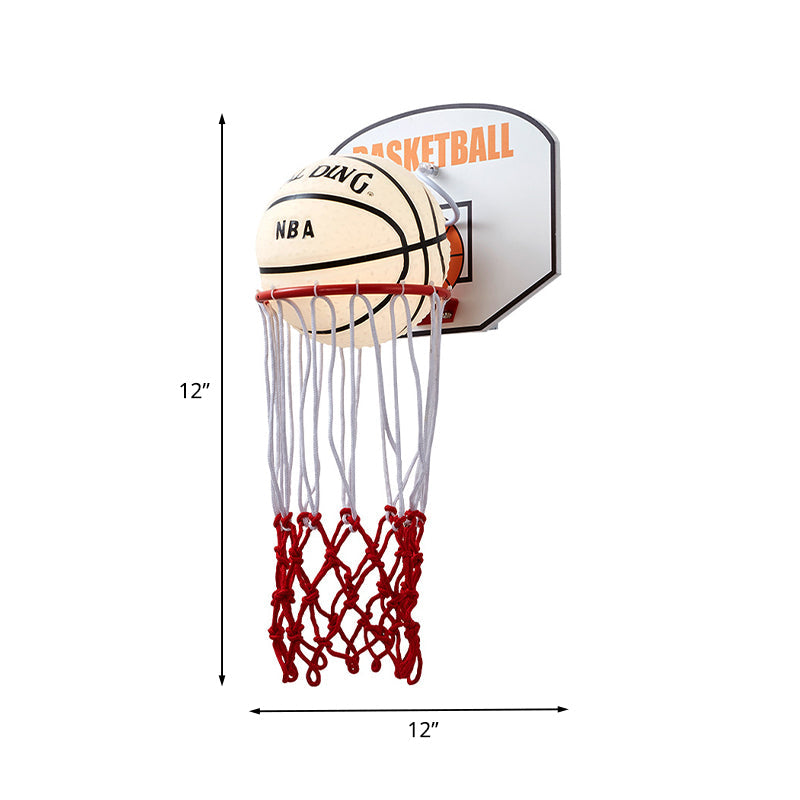 Frendorf | Cartoon Korb Rahmen Form Wand Licht Seil 1 Kopf Schlafzimmer Wandleuchte in Rot mit Basketball Opalglas Schirm