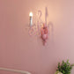 Frendorf | Metalen Kaars Wandlamp Sconces Cartoon 1/2-Bulb Roze Afwerking Wandlamp met Kristal Deco voor Meisjes Bedzijde