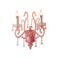 Frendorf | Metalen Kaars Wandlamp Sconces Cartoon 1/2-Bulb Roze Afwerking Wandlamp met Kristal Deco voor Meisjes Bedzijde