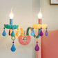 Cartoon Kerzen Wandlicht Armatur Kristall 1/2-Glühbirne Nachttisch Wand sconces in Pink mit Tropfen Dekor