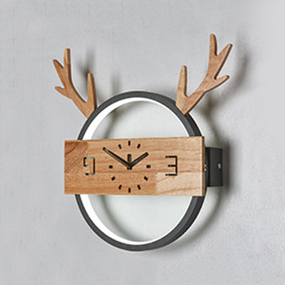 Deer Horn Foyer Wandlicht Acryl Kreative LED Wandleuchte mit Fake Uhr Deko