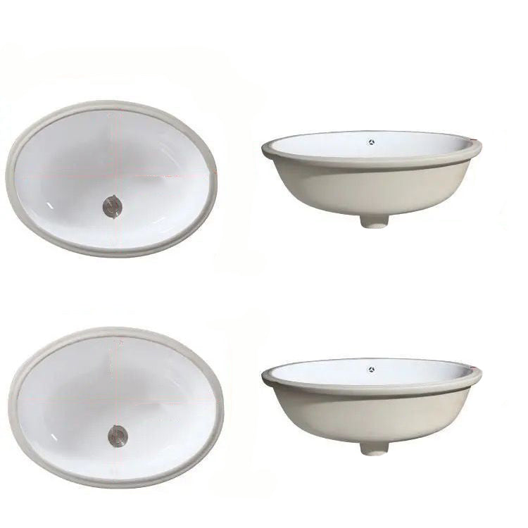 Frendorf | Modernes Unterbau Waschbecken Oval Porzellan mit Pop-Up Abfluss Waschbecken