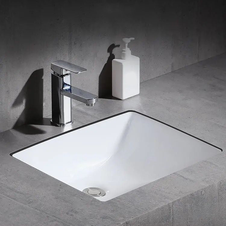 Frendorf | Modernes Unterbau Waschbecken Oval Porzellan mit Pop-Up Abfluss Waschbecken
