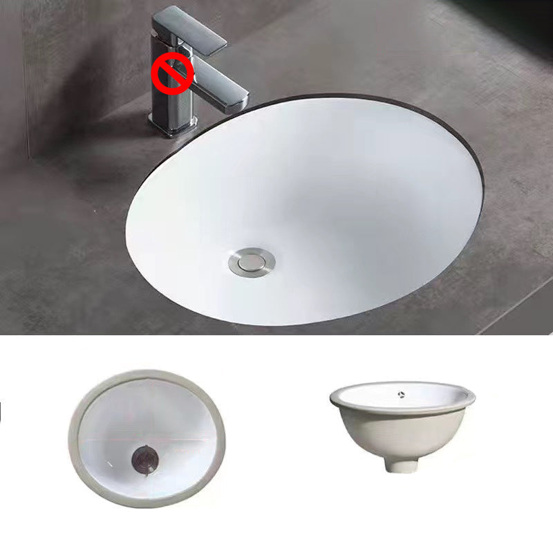 Frendorf | Modernes Unterbau Waschbecken Oval Porzellan mit Pop-Up Abfluss Waschbecken