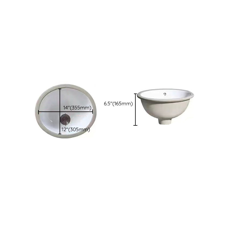 Frendorf | Modernes Unterbau Waschbecken Oval Porzellan mit Pop-Up Abfluss Waschbecken