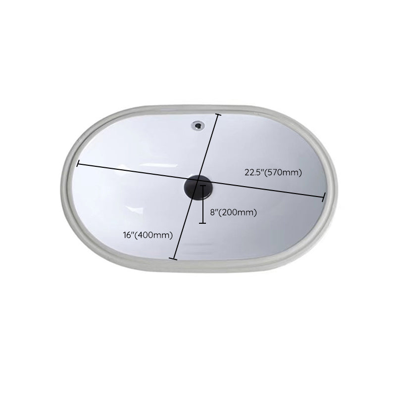 Frendorf | Modernes Unterbau Waschbecken Oval Porzellan mit Pop-Up Abfluss Waschbecken