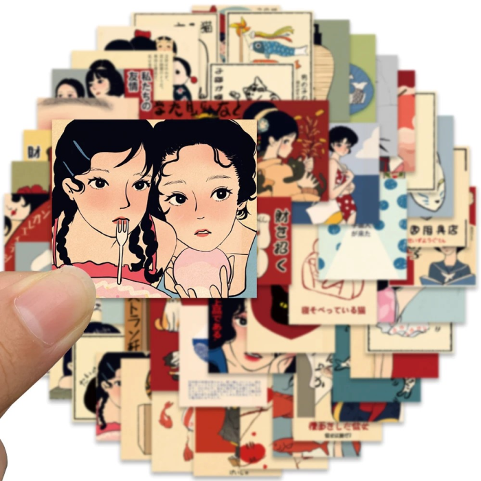 Retro Japanische Aufkleber