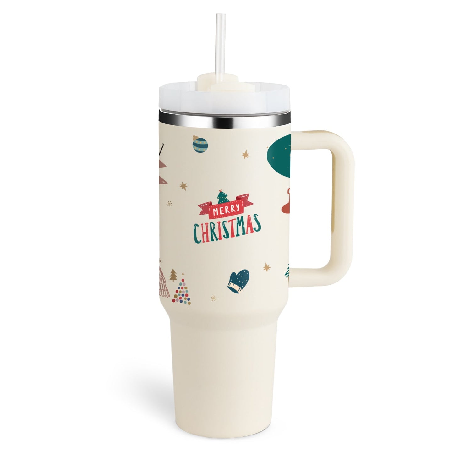 40 Oz Tumbler mit Griff Strohhalm isoliert