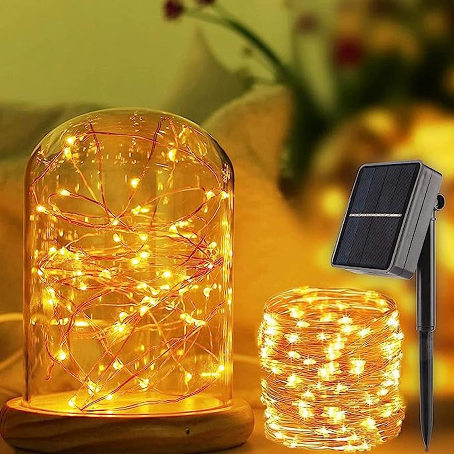Frendorf | Solar-Lichterkette, 8 cm LED-Lampen, wasserdichte Außenfeenlichter, energieeffiziente dekorative Beleuchtung für Gärten, Terrassen, Balkone und Veranstaltungen, automatische Ein/Aus-Funktion mit Solaraufladung