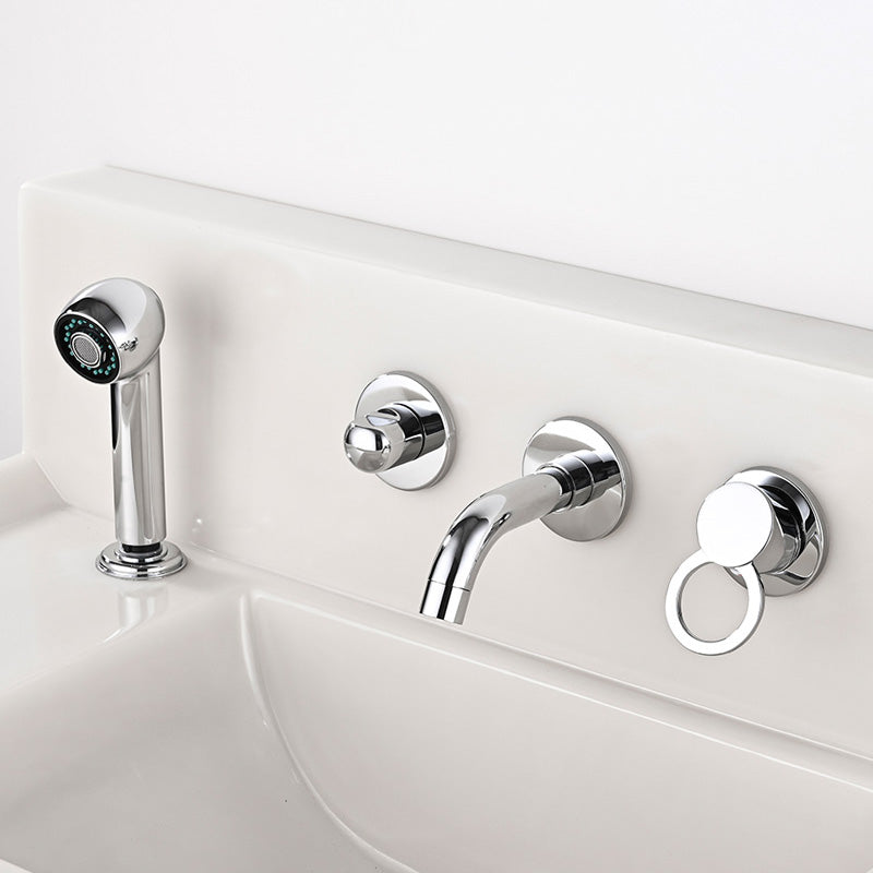 Frendorf | Wandmontierter Wasserhahn Messinghebelgriff Badezimmer Wasserhahn Handbrause