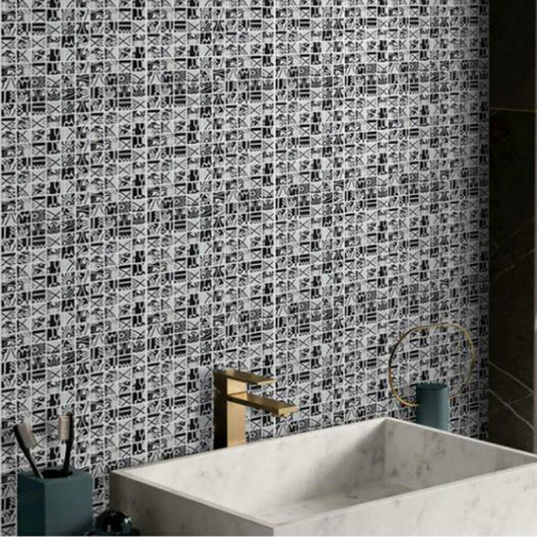 Frendorf | Mosaikfliesen-Tapete PVC Wasserdicht Abziehen und Kleben Wandfliese mit quadratischer Form