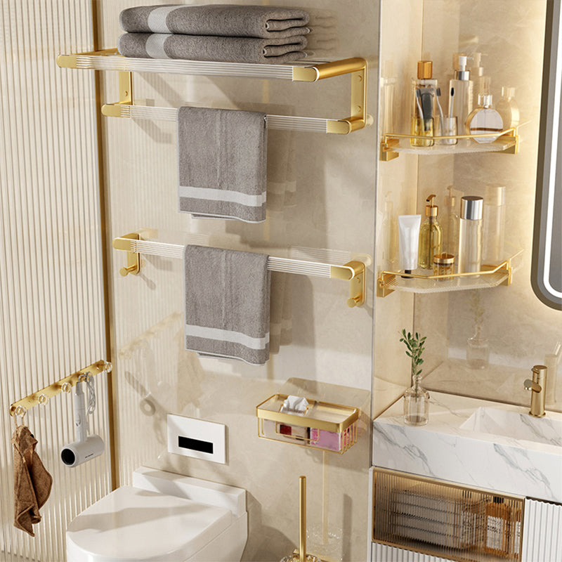 Frendorf | Modernes Badezimmerzubehörset aus Goldmetall und Acryl Badezubehörset