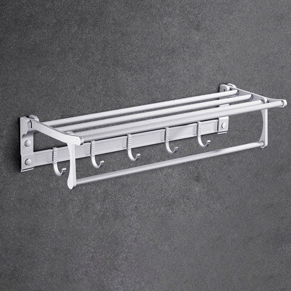 Frendorf | Zeitgenössisches silbernes Metall-Badezimmerzubehör-Set mit Handtuchhalter