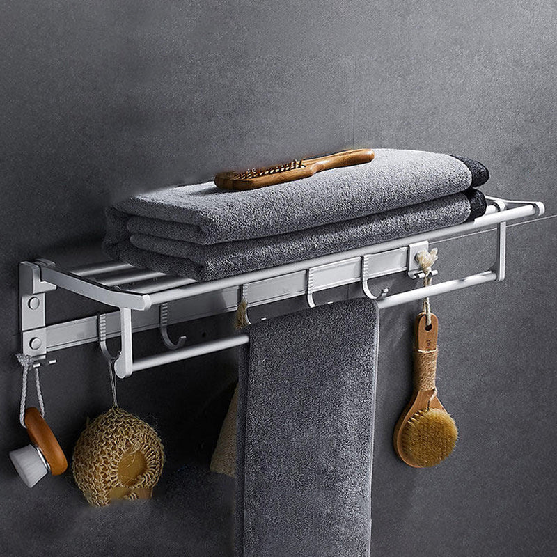 Frendorf | Zeitgenössisches silbernes Metall-Badezimmerzubehör-Set mit Handtuchhalter