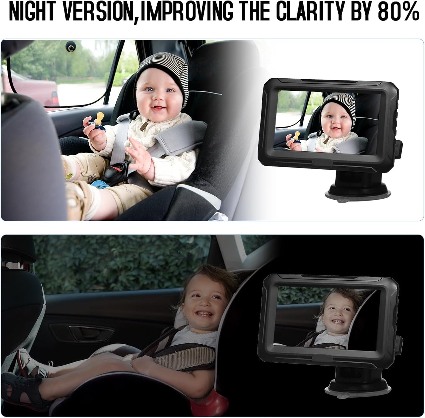 Frendorf | Baby Auto Spiegel mit 1080P Kamera & 4,3'' Bildschirm – Solvian