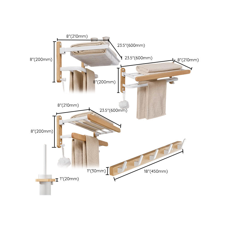 Frendorf | Weißes Metall- und Massivholz-Badezimmer-Zubehör-Hardware-Set