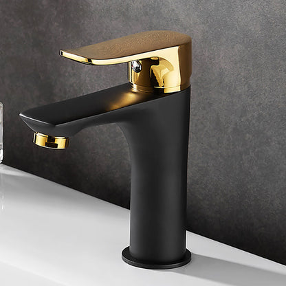 Frendorf | Schwarz-Gold Gefäß Waschbecken Wasserhahn Hebelgriff Niedriger Bogen Gefäß Wasserhahn