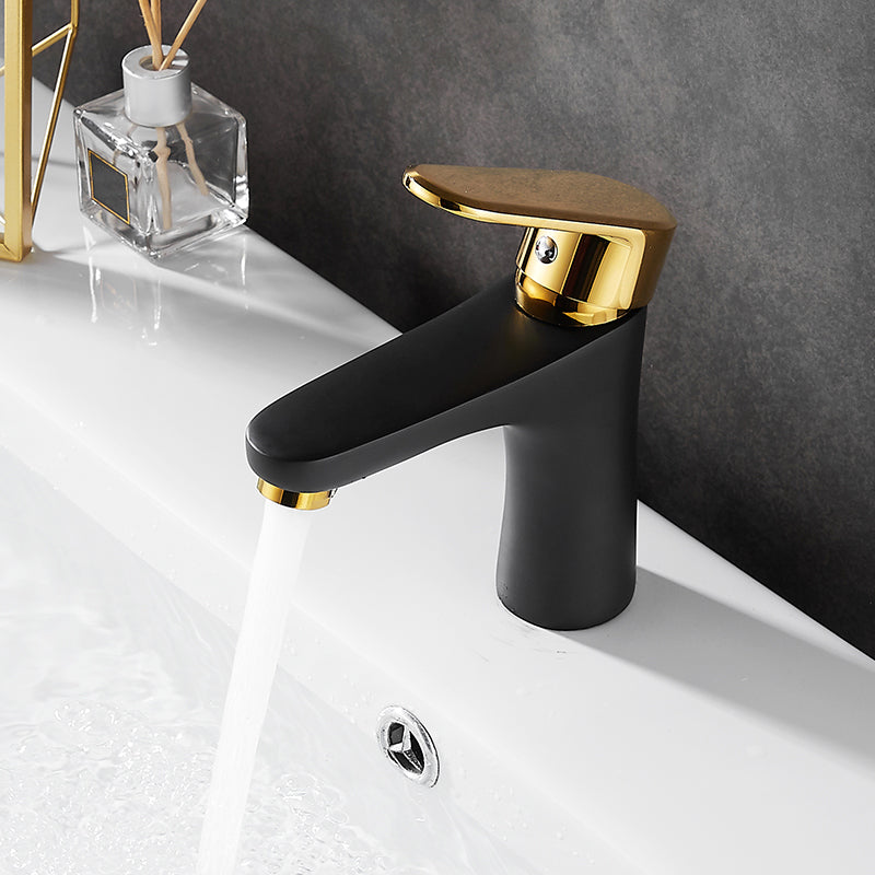 Frendorf | Schwarz-Gold Gefäß Waschbecken Wasserhahn Hebelgriff Niedriger Bogen Gefäß Wasserhahn