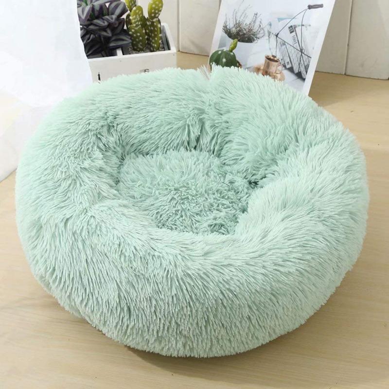 Runder Plüsch beruhigender Donut-Katzenbett-Nest