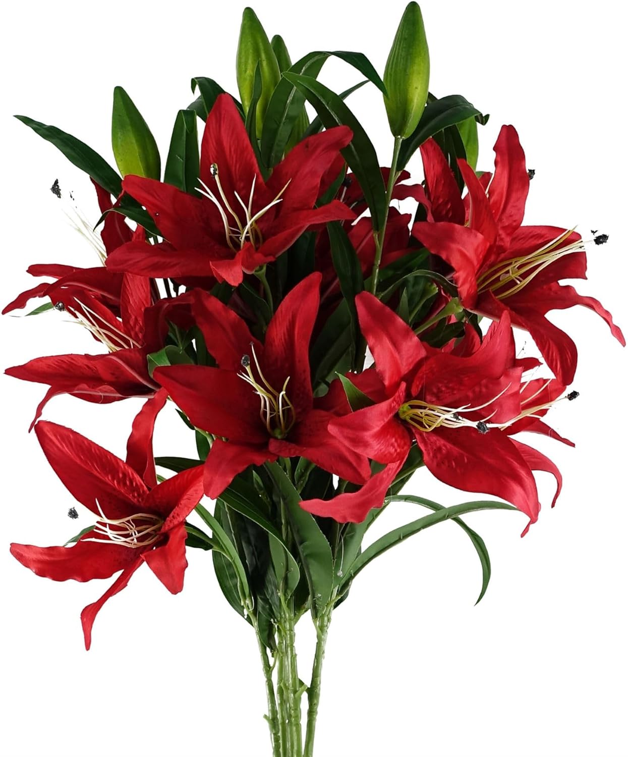 Frendorf | 10 Köpfe Künstliche Lilien Blumen Realistische Fake-Lilien Bouquet für Wohnkultur Hochzeitsarrangements Tischdekorationen und Blumen Displays Lebensechte Künstliche Lilien mit Weichen Blütenblättern und Flexiblen Stielen
