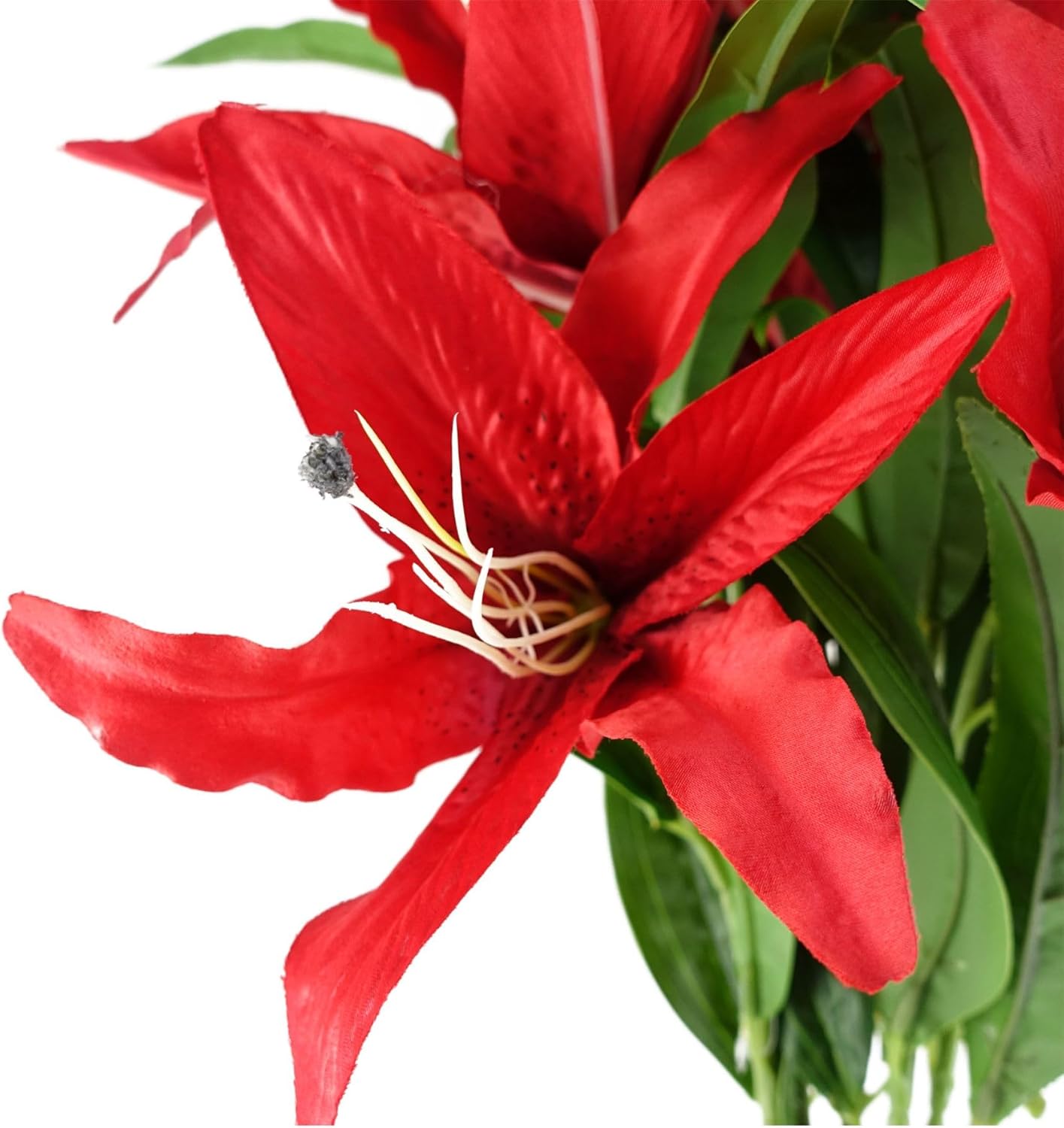 Frendorf | 10 Köpfe Künstliche Lilien Blumen Realistische Fake-Lilien Bouquet für Wohnkultur Hochzeitsarrangements Tischdekorationen und Blumen Displays Lebensechte Künstliche Lilien mit Weichen Blütenblättern und Flexiblen Stielen