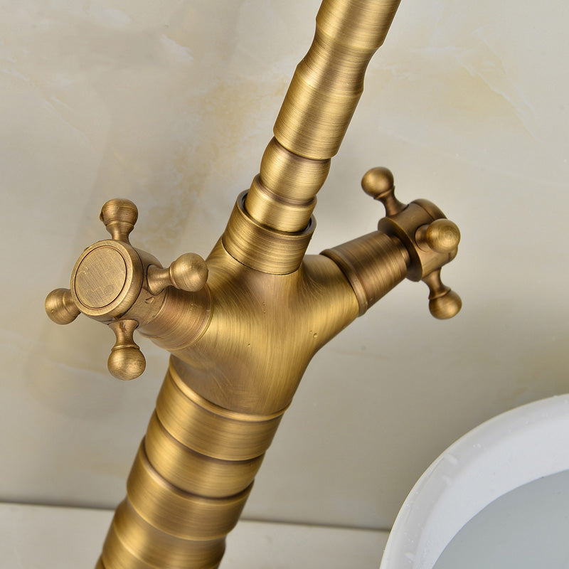 Frendorf | Deck Mounted Copper Roman Tub Faucet Double Handles Roman Tub Faucet Set