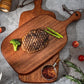 Frendorf | 8-Zoll Steakbrett – Premium Holzservierplatte für Steak, BBQ und gegrilltes Fleisch – Langlebiges Schneide- und Servierbrett mit Saftmulde für Küche, Restaurant und BBQ-Partys