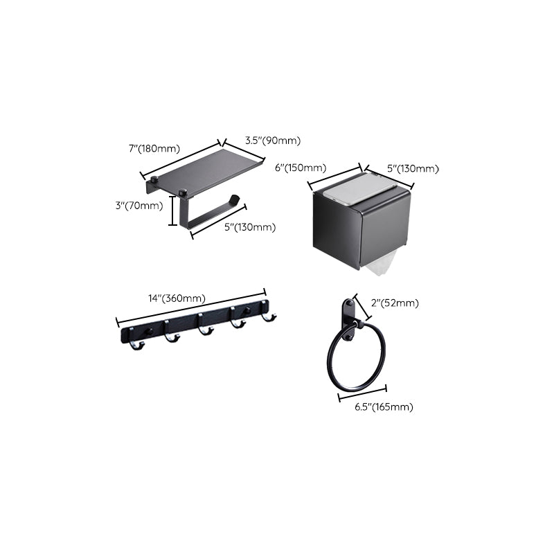 Frendorf | Modernes Badzubehör Set Schwarze Handtuchstange Papierhalter Badezimmerzubehör Kit