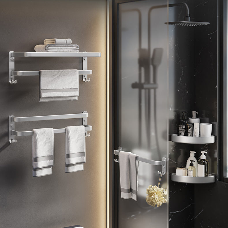 Frendorf | 7-teiliges Badezimmer-Zubehör-Set Modernes Aluminium-Badezimmer-Set in Silber