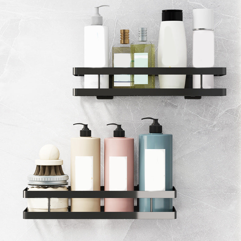 Frendorf | 2-teiliges Badregal aus mattschwarzem Metall Badezimmer-Hardware-Set
