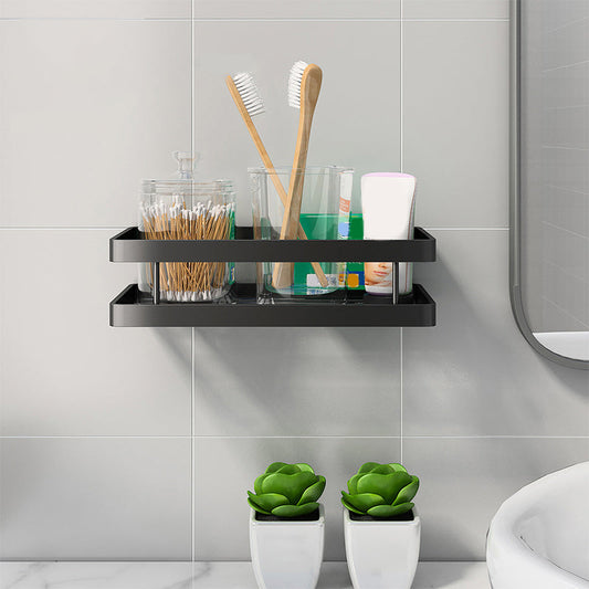 Frendorf | 2-teiliges Badregal aus mattschwarzem Metall Badezimmer-Hardware-Set