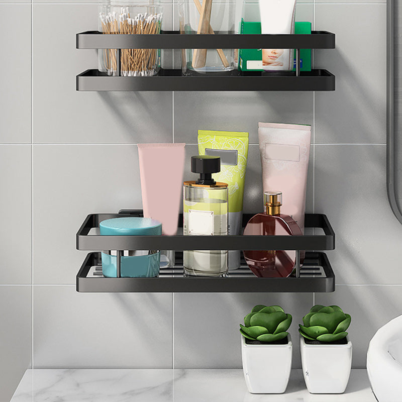 Frendorf | 2-teiliges Badregal aus mattschwarzem Metall Badezimmer-Hardware-Set