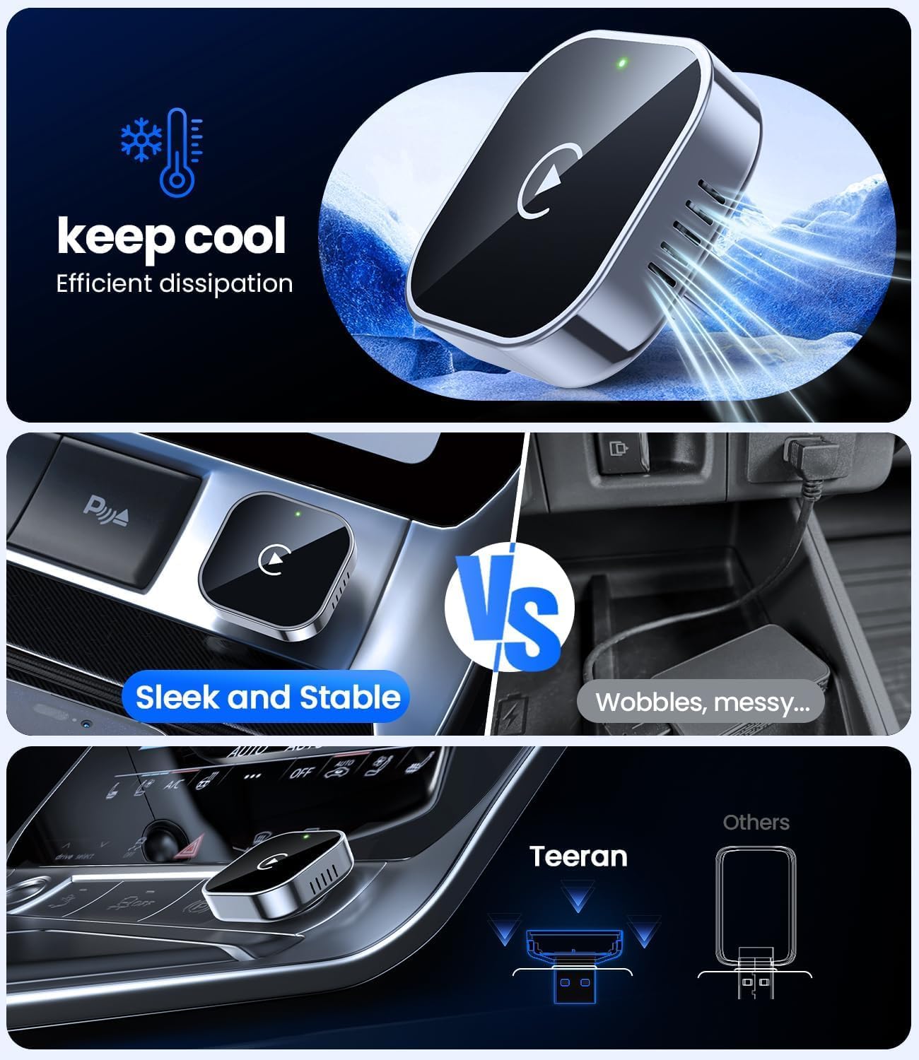 Frendorf | Mini Wireless CarPlay Adapter mit Dualbandverbindung und kompakt Design – Novaro